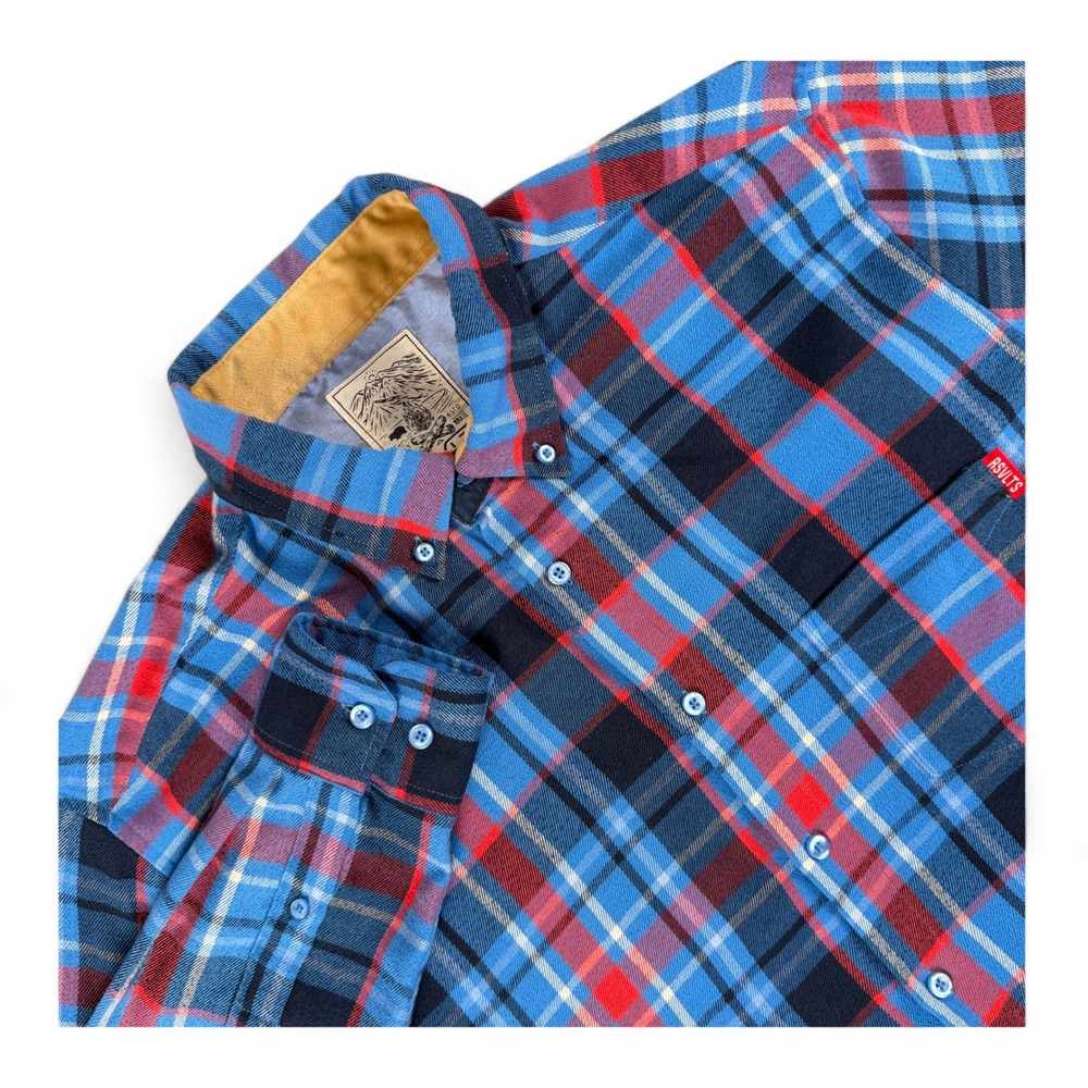 RSVLTS The Roosevelts Flannels Shirt Mens XL Blue Plaid Long Sleeve Button Down